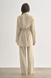 Mizalle  Beli İp Büzgülü Modal Taş Rengi Tunik