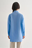 Mizalle Premium Saf Pamuk Açık Mavi Oversize Gömlek