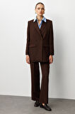 Mizalle Oversize Kahverengi Kruvaze Blazer Ceket