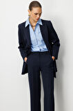 Mizalle Oversize Lacivert Kruvaze Blazer Ceket