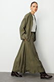 Mizalle Modal Karışımlı Haki Oversize Bomber Ceket