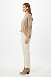 Mizalle Ekstra Oversize Düşük Kol Basic Bej Rengi İnce Triko Kazak
