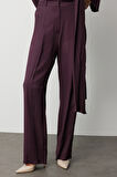 Mizalle Pilise Detaylı Bordo Saten Dökümlü Pantolon