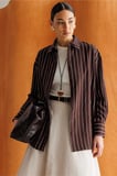 Mizalle Oversize Kahverengi Çizgili Gömlek