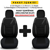 Pandami K1 Serisi Oto Koltuk Kılıfı 1+1 Set, Gofraj / Siyah Land Rover Freelander 2017+ ile Uyumlu