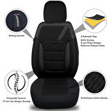 Pandami K1 Serisi Oto Koltuk Kılıfı 1+1 Set, Gofraj / Siyah Mercedes-Benz GLC-class X253 2006-2019 ile Uyumlu
