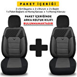 Pandami K1 Serisi Oto Koltuk Kılıfı 1+1 Set, Gofraj / Gri, Ssangyong Rexton 2 2017 ile Uyumlu