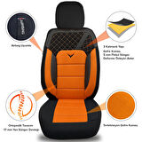 Pandami K1 Serisi Oto Koltuk Kılıfı 1+1 Set, Gofraj / Turuncu, Seat Leon 3 5F 2012 ile Uyumlu