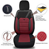 Pandami K1 Serisi Oto Koltuk Kılıfı 1+1 Set, Gofraj / Bordo, Kia Sedona 2014-2020 ile Uyumlu