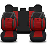 Her Araca Uyumlu Oto Koltuk Kılıfı Tam Set Gofraj / Kırmızı