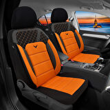 Her Araca Uyumlu Oto Koltuk Kılıfı Tam Set Gofraj / Turuncu