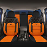 Her Araca Uyumlu Oto Koltuk Kılıfı Tam Set Gofraj / Turuncu