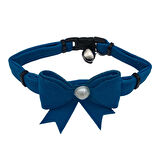 Jooys Kadife Zilli Kurdeleli Kedi Boyun Tasması Turkuaz