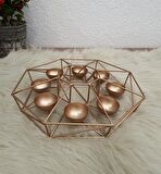 DEKORATİF METAL TEALIGHT MUMLUK 8 HAZNELİ 28CM