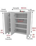 3 Kapaklı Çok Amaçlı Dolap Çok Amaçlı Mutfak Dolabı Banyo Dolabı Ayakkabılık Kumsal Beyaz