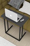 Bofigo Metal Ayaklı Laptop Sehpası Kahvaltı Masası Çalışma Sehpası Antrasit