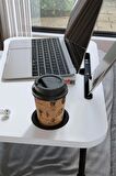 Bofigo Portatif Katlanır Laptop Sehpası Tablet Telefon Tutuculu Laptop Sehpası Beyaz