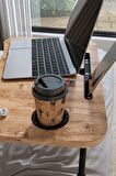 Bofigo Portatif Katlanır Laptop Sehpası Tablet Telefon Tutuculu Laptop Sehpası Çam