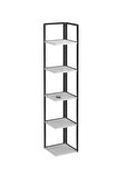 Bofigo 5 Raflı Metal Köşe Kitaplık Rafı Dekoratif Aksesuar Rafı Selanik 180 cm Beyaz 