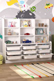 Bofigo 9 Sepetli 9 Raflı Dolap Çok Amaçlı Dolap Oyuncak Dolabı Almina Beyaz