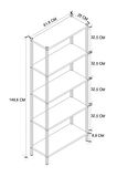  5 Raflı Kitaplık Dekoratif Kitaplık Metal Kitaplık Ofis Kitaplığı Aksesuar Rafı Efes Safir Meşe