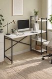 120X55 Cm Raflı Çalışma Masası Bilgisayar Masası Ofis Masası Ders Masası Cervantes Beyaz