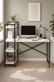 120X55 Cm Raflı Çalışma Masası Bilgisayar Masası Ofis Masası Ders Masası Cervantes Beyaz
