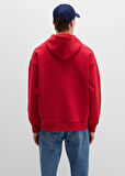 Mavi Kapüşon Yaka Koyu Kırmızı Erkek Sweatshırt DMK.M067149-70464_MAVİ BASKI SWEATSHIRT