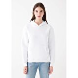 Mavi Kapüşonlu Beyaz Basic Sweatshirt 167299-70000