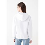 Mavi Kapüşonlu Beyaz Basic Sweatshirt 167299-70000
