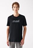 Mavi Logo Baskılı Siyah Tişört 0611039-900