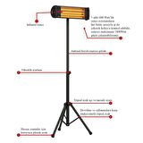 Mirkraft Essby 1800 W Termostatlı Dış Mekan Elektrikli Ayaklı Infrared Isıtıcı 20 m2