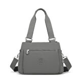 Krinkıl Kumaş Kadın Omuz Çantası Smart Bags 1125 Koyu Gri