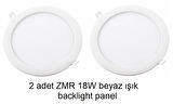 2 ADET ZMR 18W beyaz ışık SLIM BACKLIGHT PANEL ARMATÜR