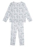 Organik Beyaz Uzun Kollu Kız Çocuk Pijama Takımı