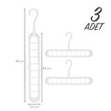 Porsima Org-250 3 Adet Çok Fonksiyonlu Dolap Içi Düzenleyici Organizer Sihirli Askı Tişört Gömlek Elbise Askısı