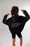 Kadın Siyah Standart Oversize Kapüşonlu Eye Unisex Sweat