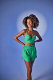Crop Model Lastikli Leti Büstiyer Yeşil