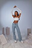 Holly Lolly V Kesim Bel Detaylı Wide Leg Biana Jean Pantolon