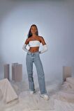 Holly Lolly V Kesim Bel Detaylı Wide Leg Biana Jean Pantolon