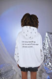 Oversize Kapüşonlu Unisex Eye Sweat Beyaz