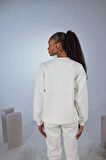 Holly Lolly 3 İplik Şardonlu Uzun Kol Bisiklet Yaka Fine Sweatshirt Ekru