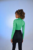 Drape Detaylı Yarım Balıkçı Draped Bluz Yeşil