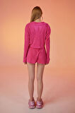 Crop Model Düğme Kapamalı Comfy Gömlek Pembe