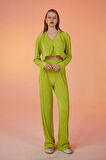 Crop Model Düğme Kapamalı Comfy Gömlek Yeşil