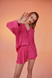 Beli Lastikli Mini Comfy Şort Pembe