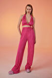 Beli Lastikli Esnek Comfy Pantolon Pembe