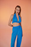 Beli Lastikli Esnek Comfy Pantolon Mavi