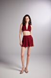 Beli Lastikli Mini Comfy Şort Bordo