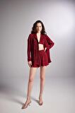 Düğme Kapamalı Comfy Oversize Gömlek Bordo